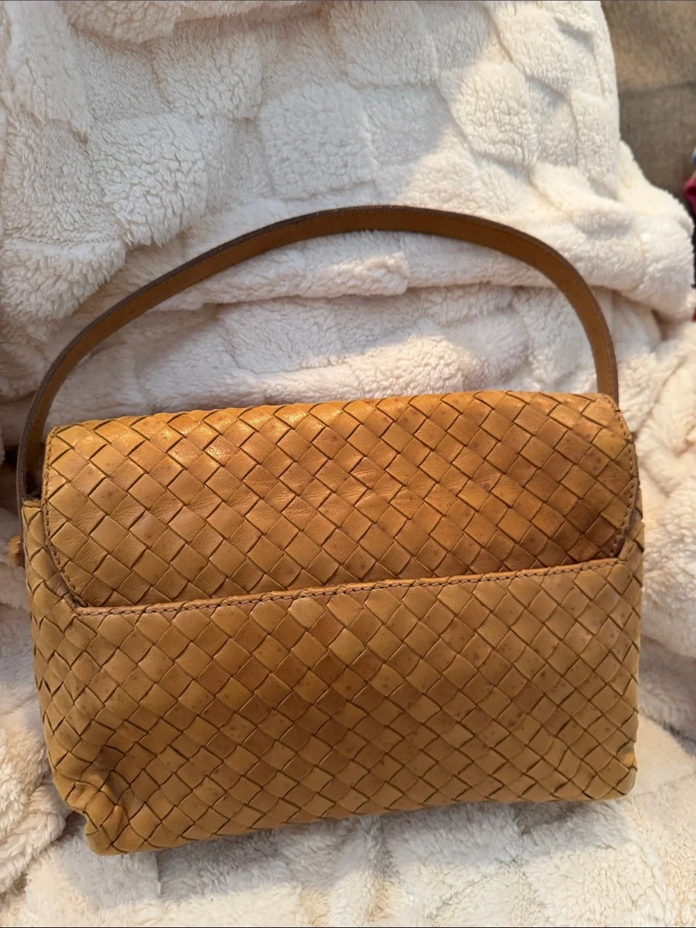 Bottega Veneta Woven Handbag in Cognac Brown